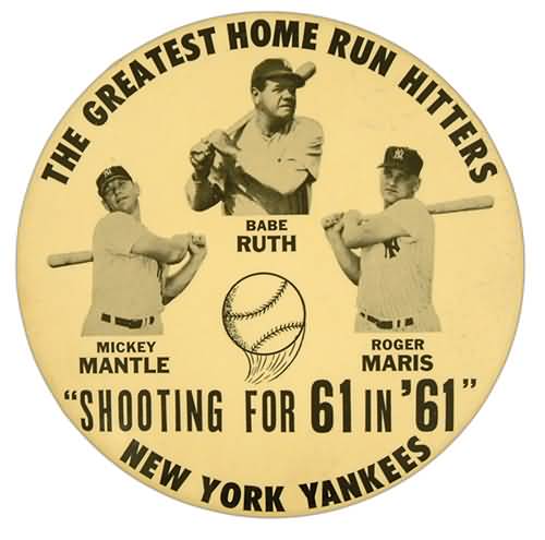 1961 Ruth Mantle Maris Home Run Pin